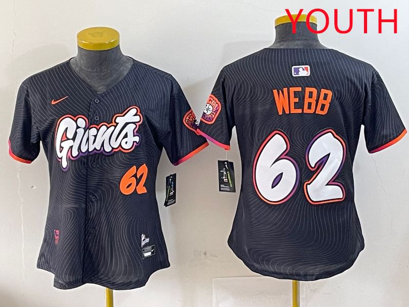 Youth San Francisco Giants #62 Webb Black Joint Name Nike 2025 MLB Jersey style 11->youth mlb jersey->Youth Jersey
